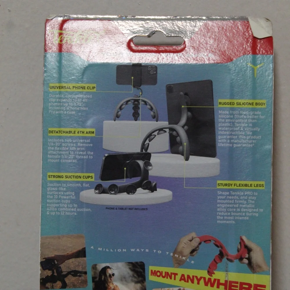 TenikleY Pro. Flexible Suction Mount. Holds 42 lbs.